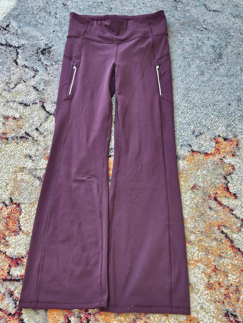 Athleta Plum Bootcut Leggings with Side Zip Pockets